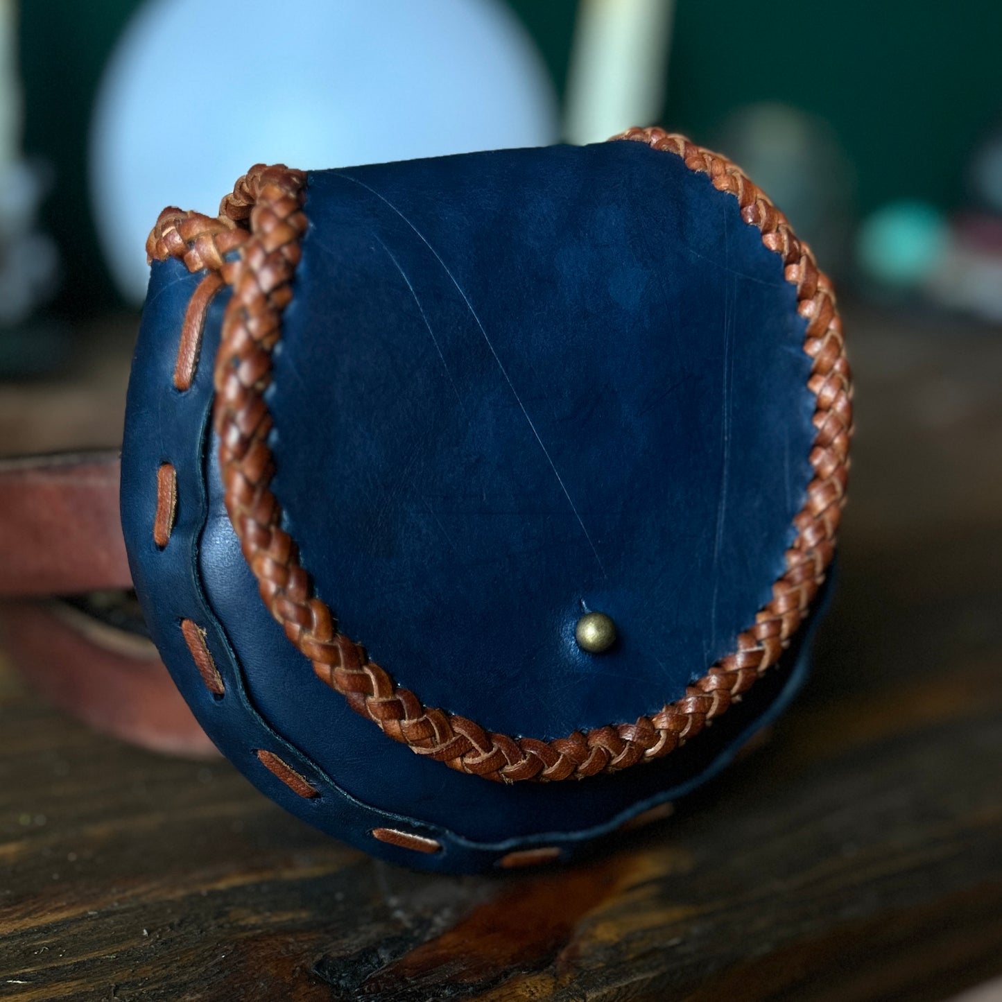 Leather Belt Pouch - 5" Round