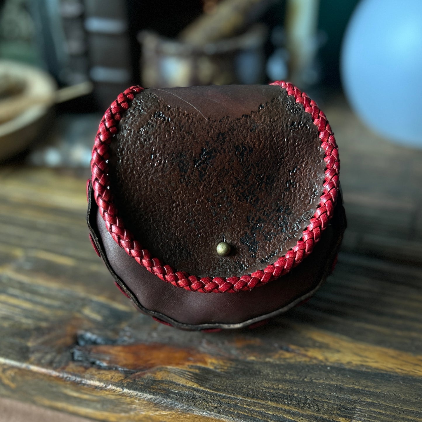 Leather Belt Pouch - 5" Round