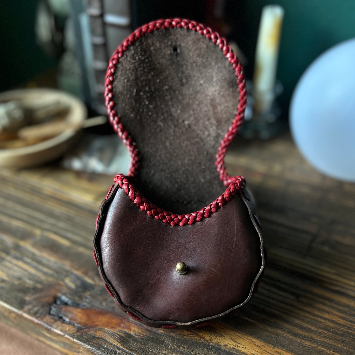 Leather Belt Pouch - 5" Round